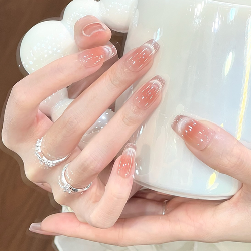 Glitzernde French Tip Drucknägel Karnz