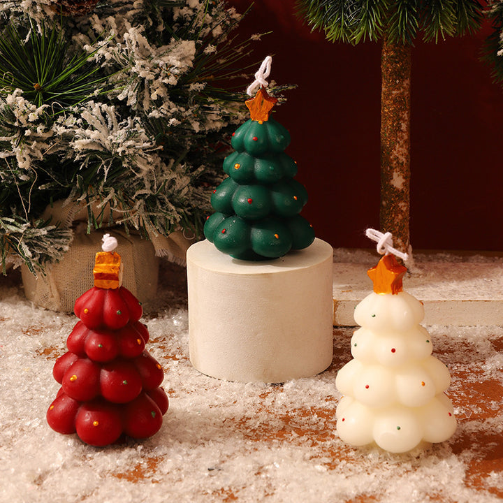 Handgegossene Weihnachtsbaum hängende dekorative Wachskerze mit Stern oben