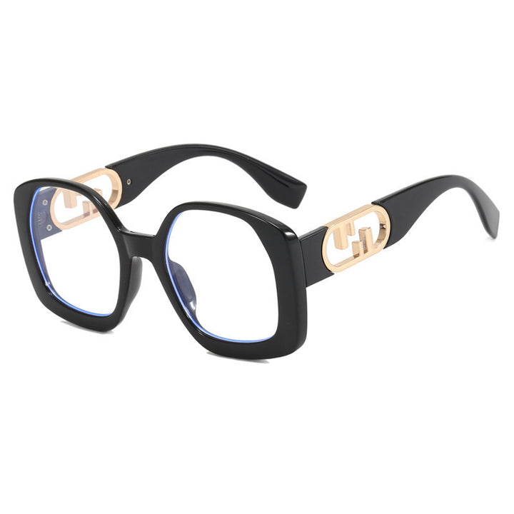 Damen oversized Sonnenbrille mit extravagantem geometrischen Rahmen und eleganten Akzenten Karnz