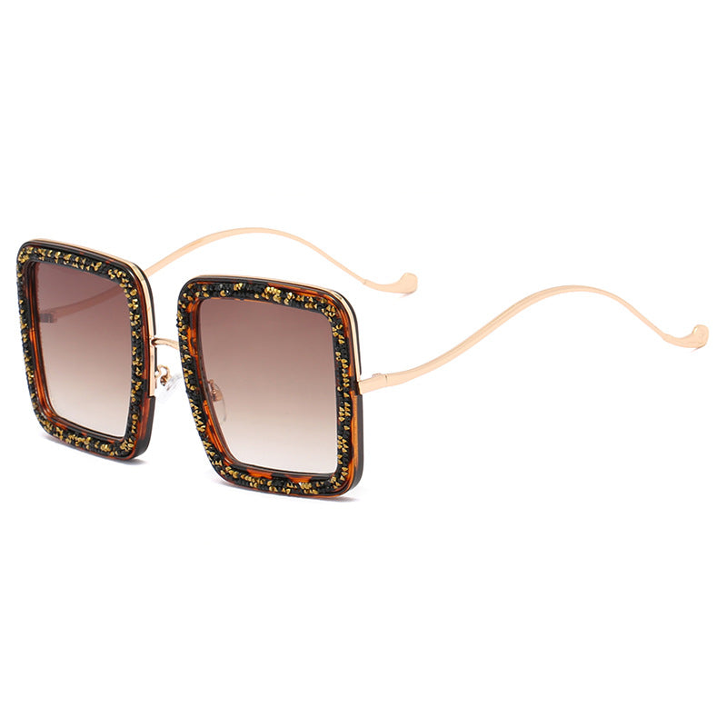 Damen glamouröse Sonnenbrille mit funkelndem Kristallrahmen Karnz