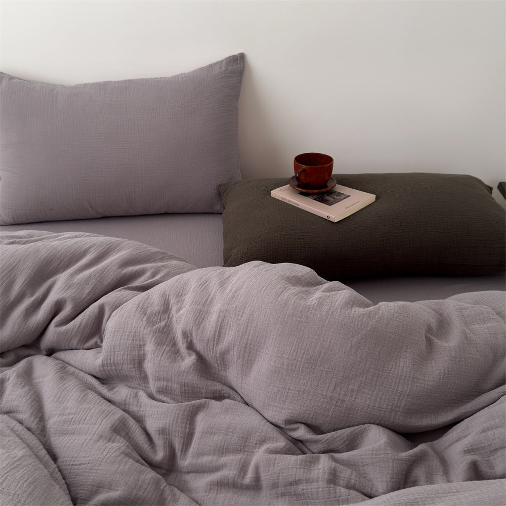 Leichtes Baumwoll-Musselin-Bettwäsche-Set mit strukturierter Gaze-Optik