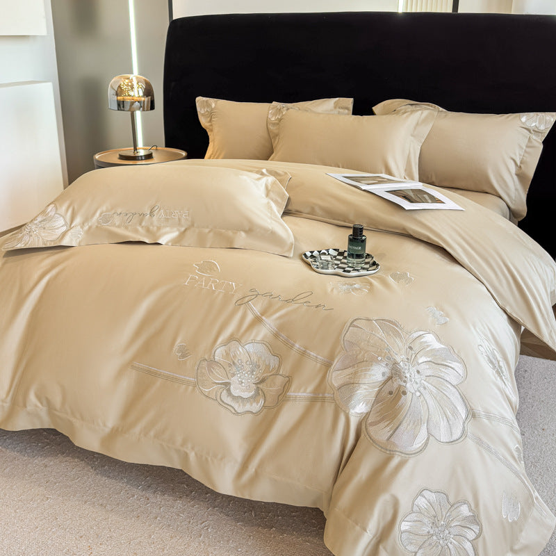 Elegante Bestickte Bettwäsche Set