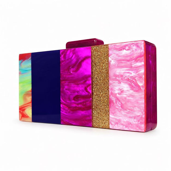 Farbenfrohe geometrische Acryl-Clutch