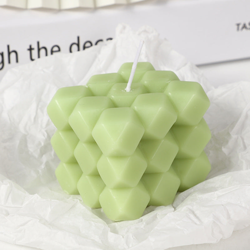 Geometrische Wabenwürfel Skulpturale Sojawachskerze