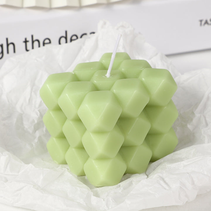 Geometrische Wabenwürfel Skulpturale Sojawachskerze