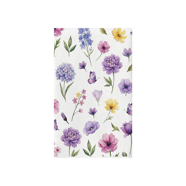 Dekorativer Baumwoll-Leinen Küchentuch mit Aquarell-Wildblumen- und Kolibri-Druck