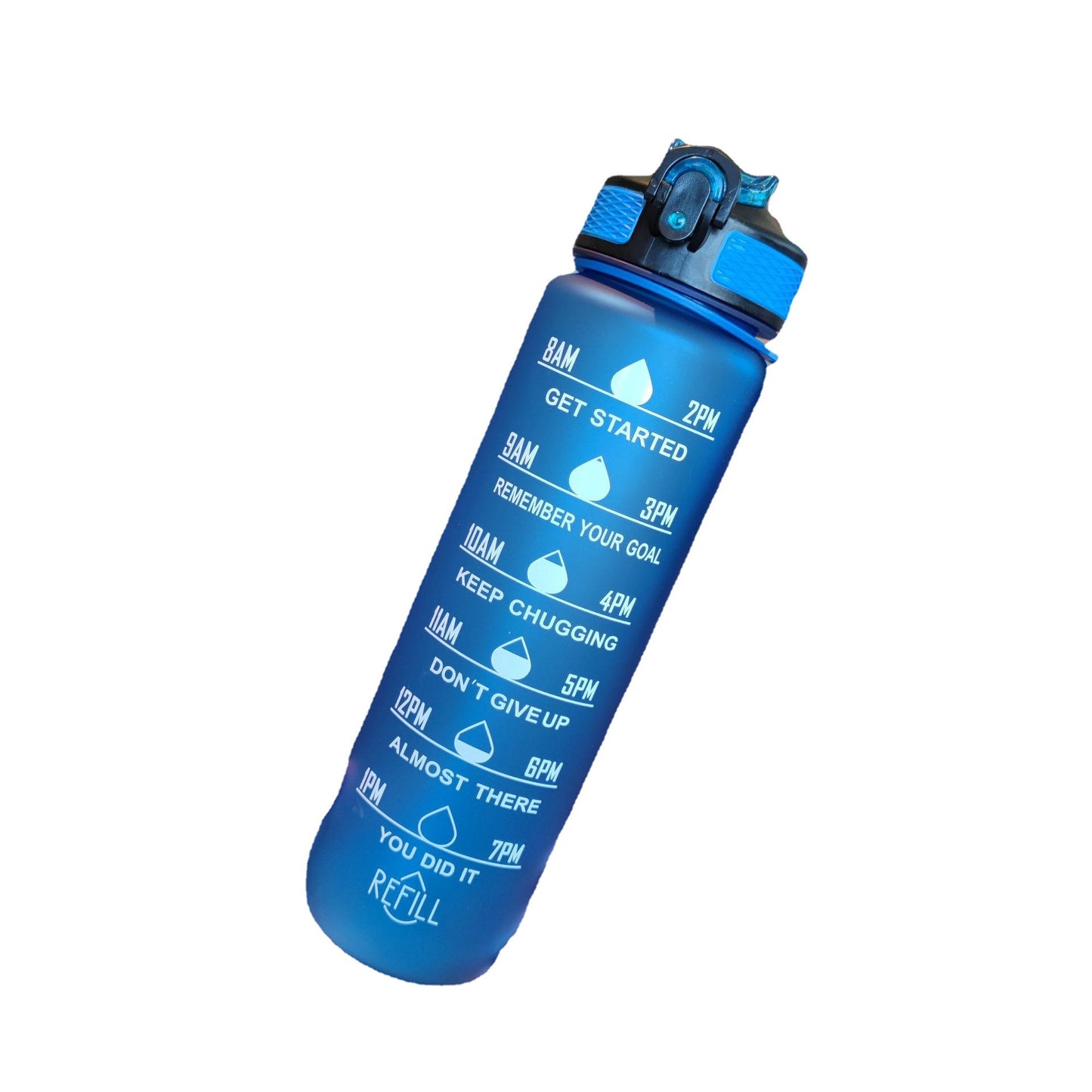 Damen motivierende Wasserflasche mit Zeitmarkierungen Karnz