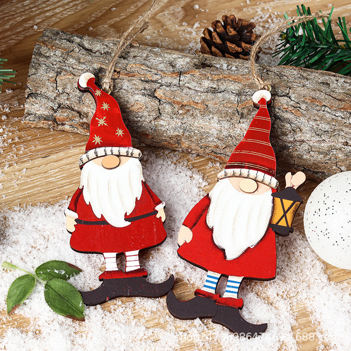 Dekorativer Holz-Santa-Gnom Ornament