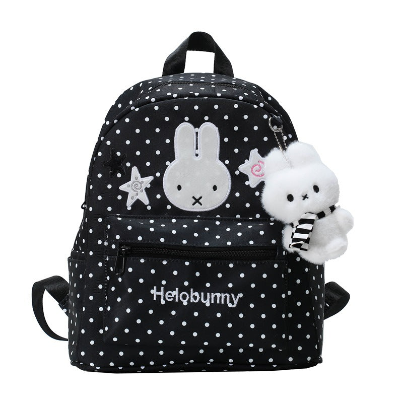 Polka-Dots Cartoon-Themen Rucksack mit Plüsch Charm Karnz