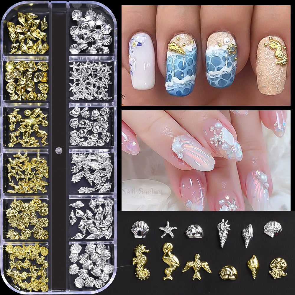 3D vom Meer inspirierte Nagelkunst Charms