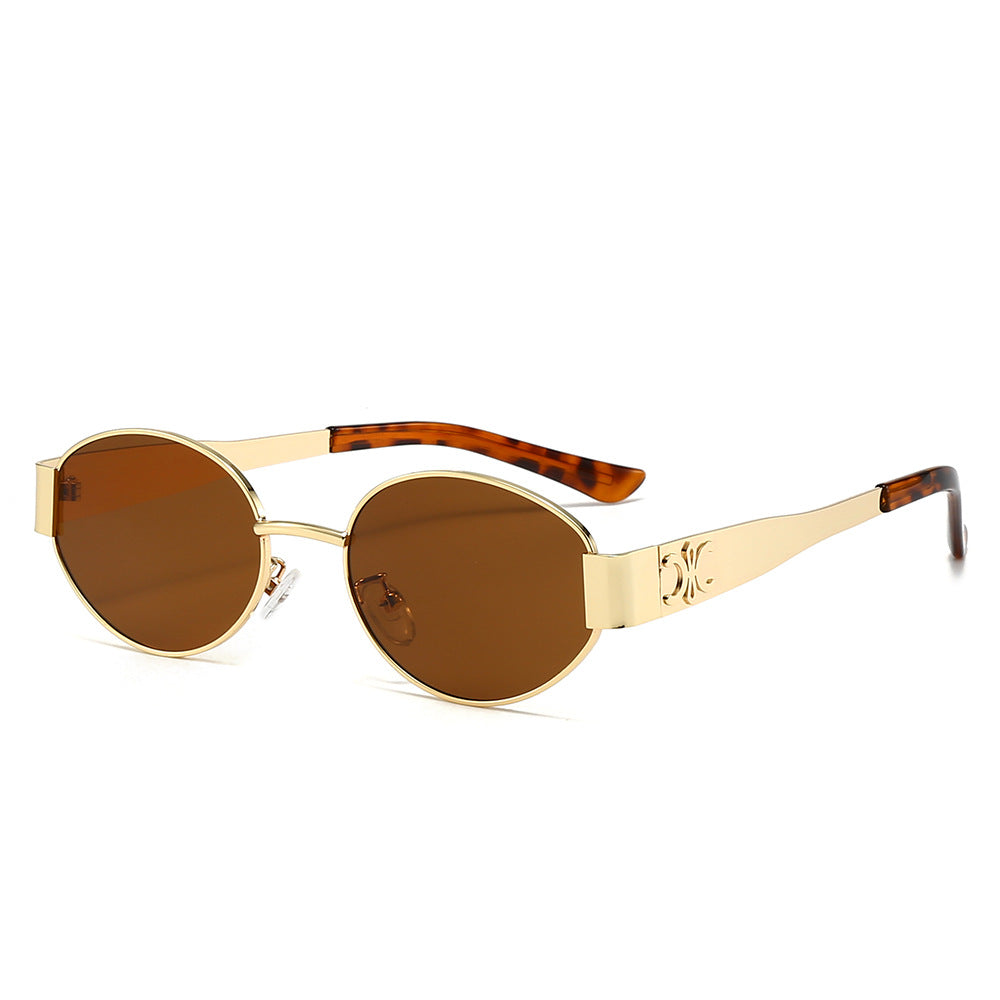 Damen Designer-Sonnenbrille mit elegantem ovalem Rahmen und einzigartigen Akzenten Karnz