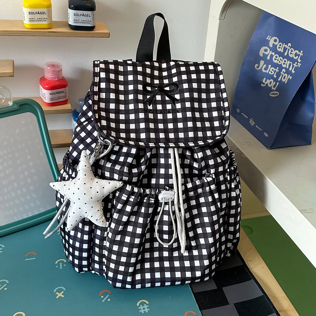 Süßer Karomuster-Zugbeutel Rucksack Karnz