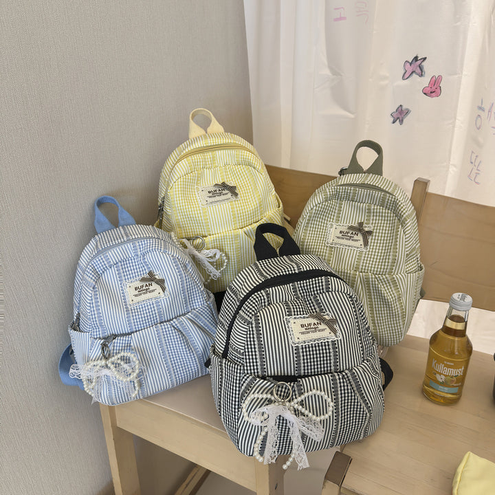 Stilvolle kleine karierten Muster Rucksack Karnz