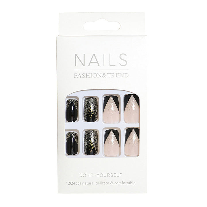 Elegantes Press-On Nagelkunstset mit geometrischem Design Karnz