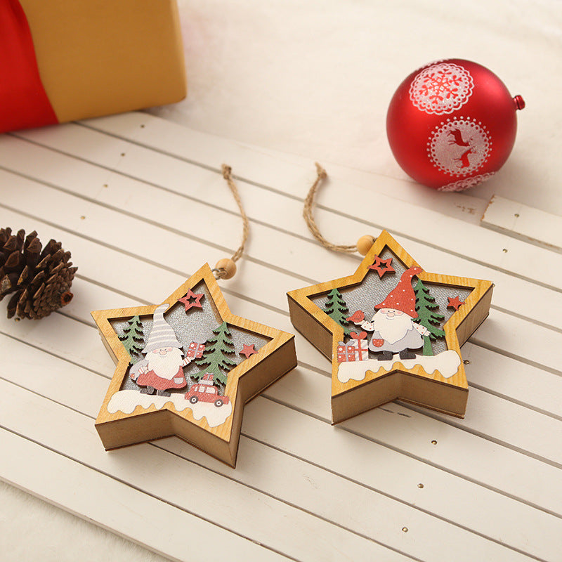 Dekorativer Holzstern mit Weihnachtsmotiv Karnz