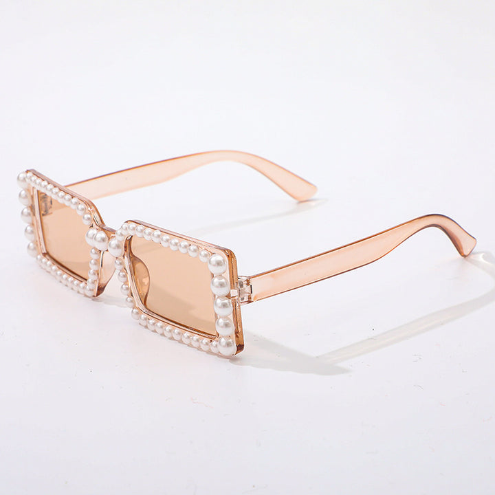 Perlenverzierte Retro-Sonnenbrille Karnz