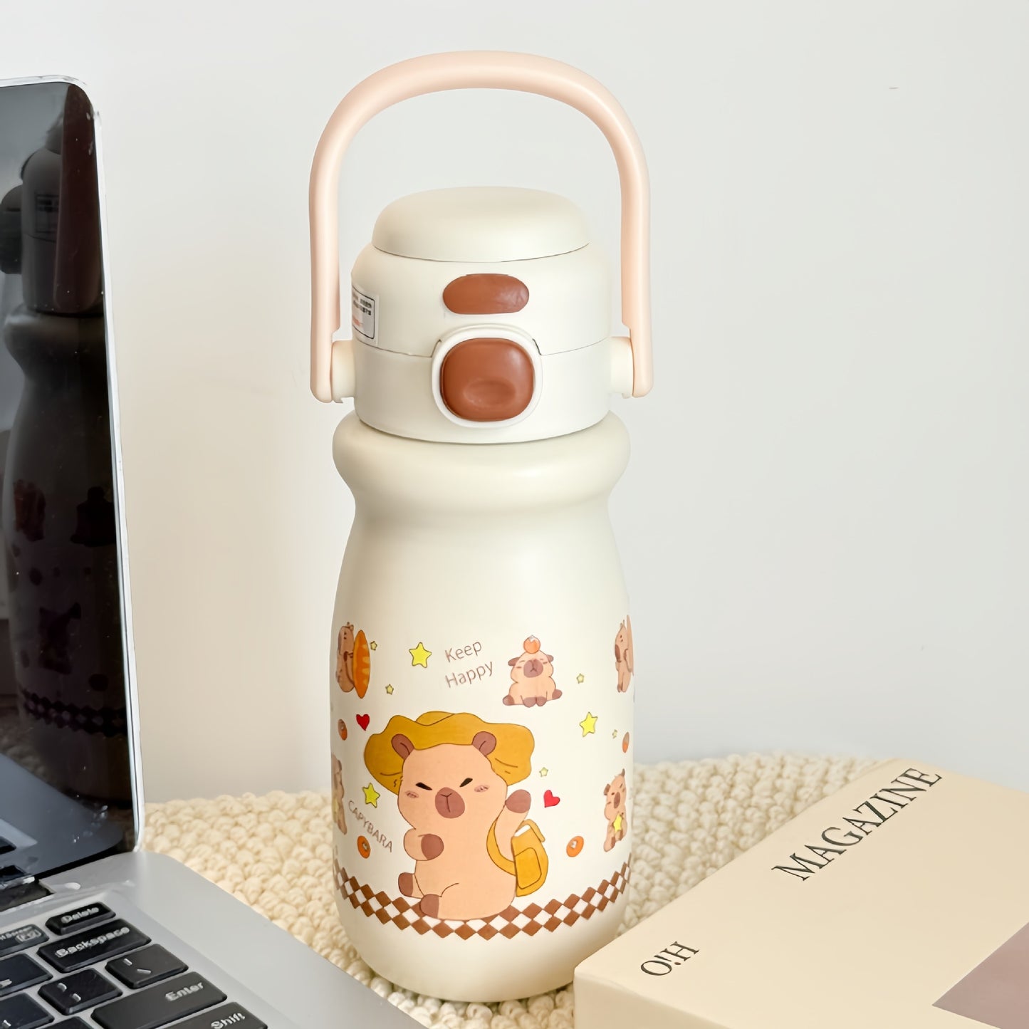 Damen Isolierte Trinkflasche mit fröhlichem Erdbeermotiv Karnz
