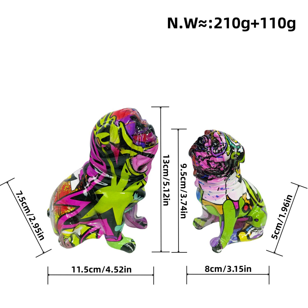 Kreative Bulldoggenfigur aus handbemaltem Kunstharz Karnz