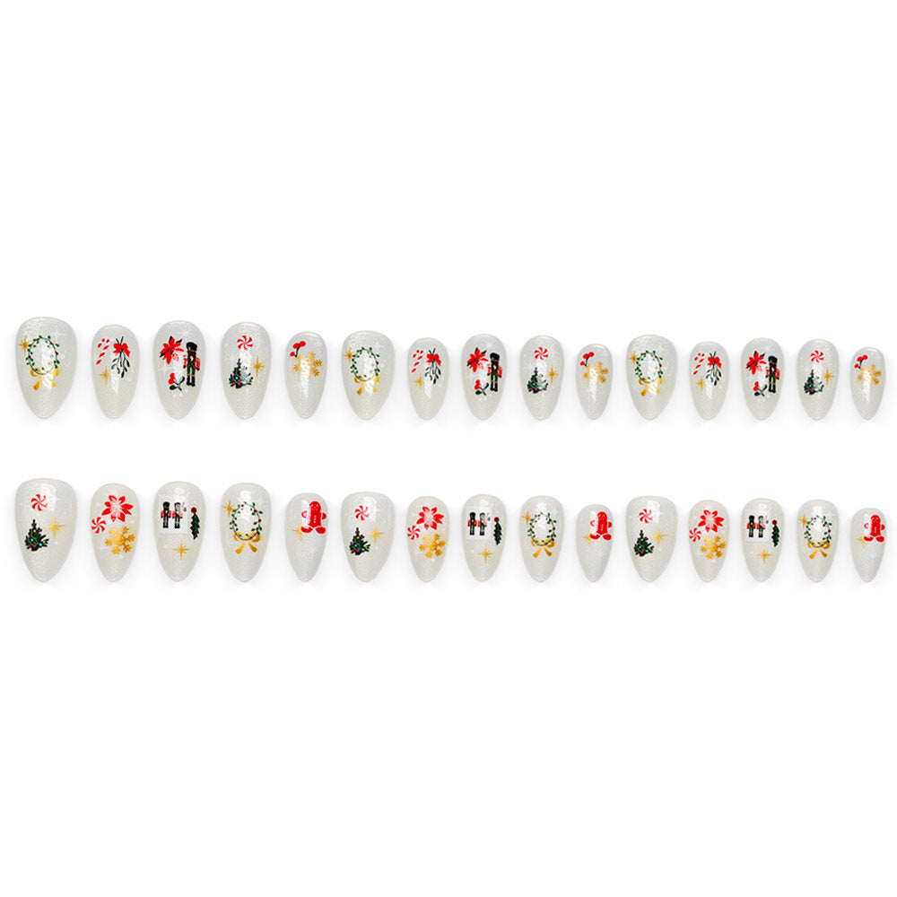 Elegante Kunstnägel mit Festlichen Weihnachtsmotiven Karnz