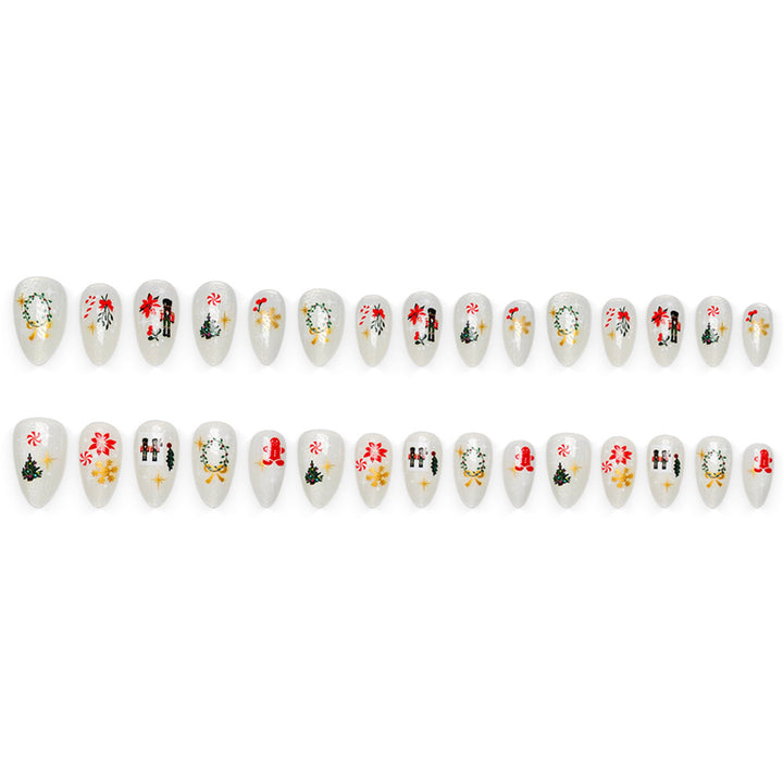 Elegante Kunstnägel mit Festlichen Weihnachtsmotiven Karnz