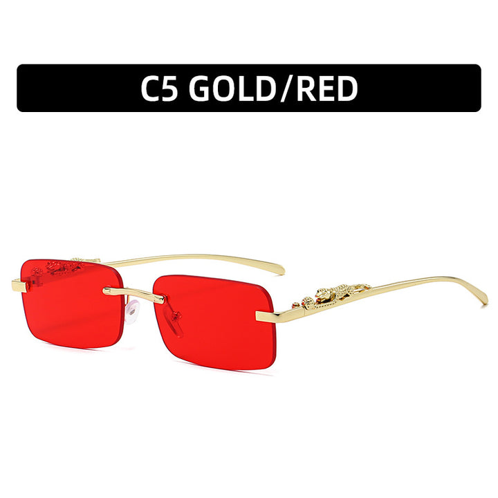 Modische Metallische Rechteckige Sonnenbrille