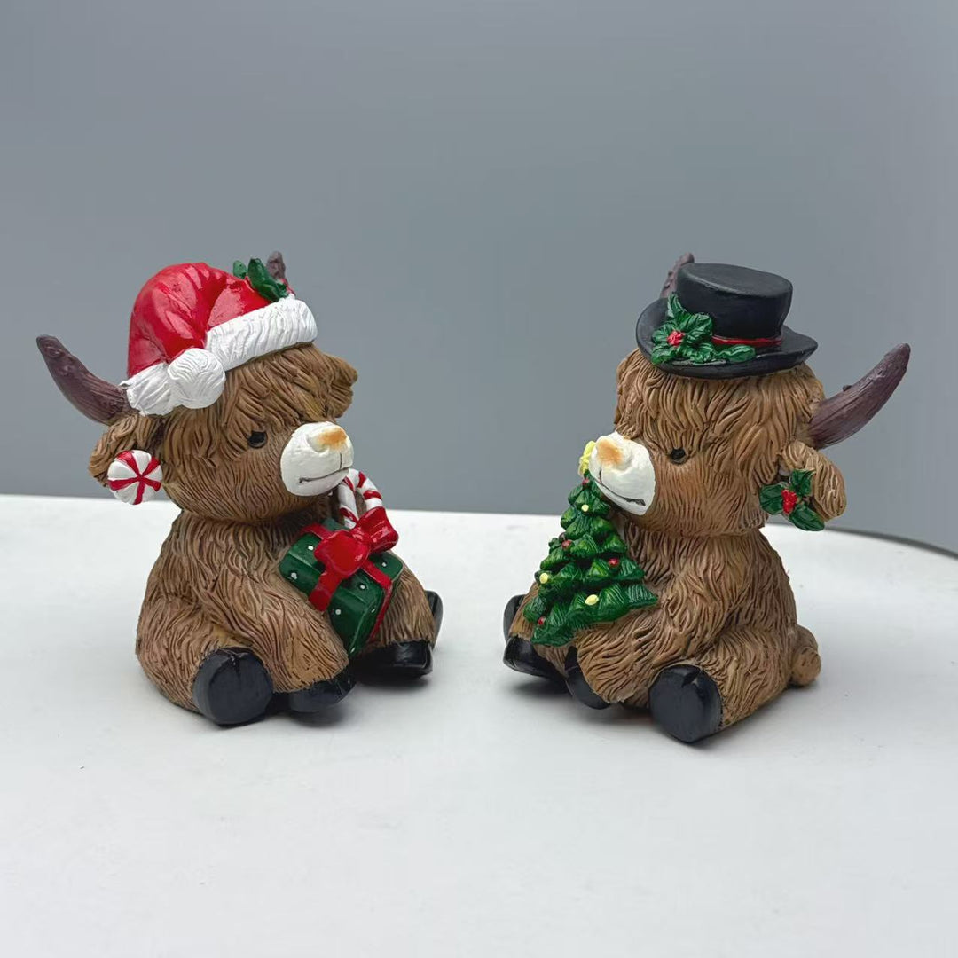 Dekorative Highland Cow Figur Karnz
