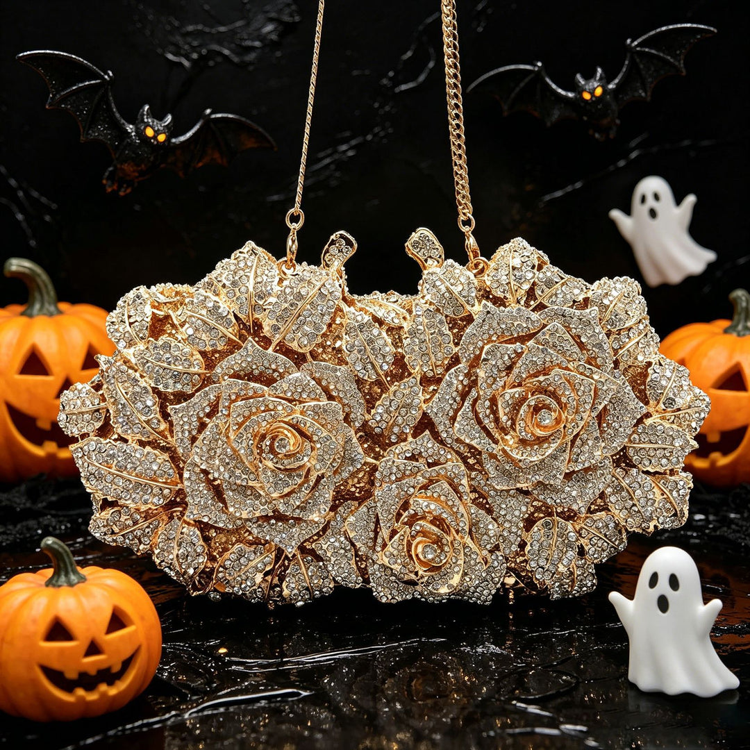 Blumig verzierte Abend-Clutch