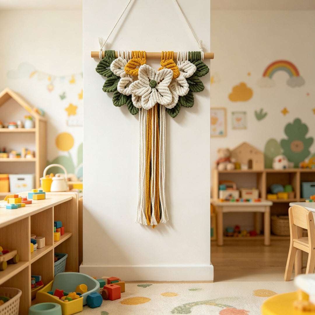 Floral Macrame Wandbehang Karnz