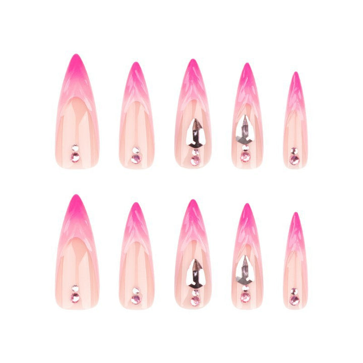 Stiletto Press-On Nagelverlängerungen mit Strass-Akzenten Karnz
