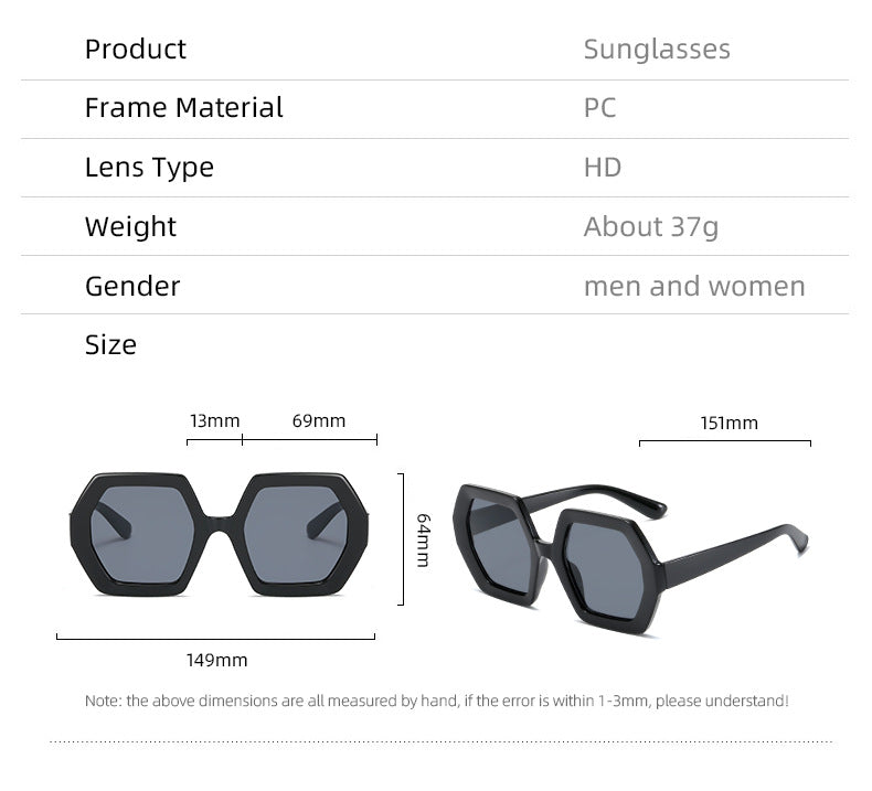 Damen hexagonale Sonnenbrille mit komfortablem Rahmen Karnz