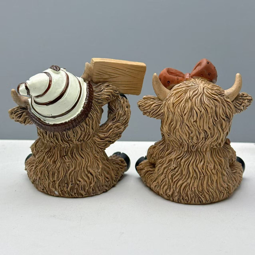 Dekorative Highland-Rind Kaffeefigur Karnz