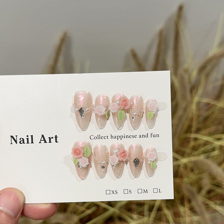 Blumen dekoratives Press-On Nagelkunstset