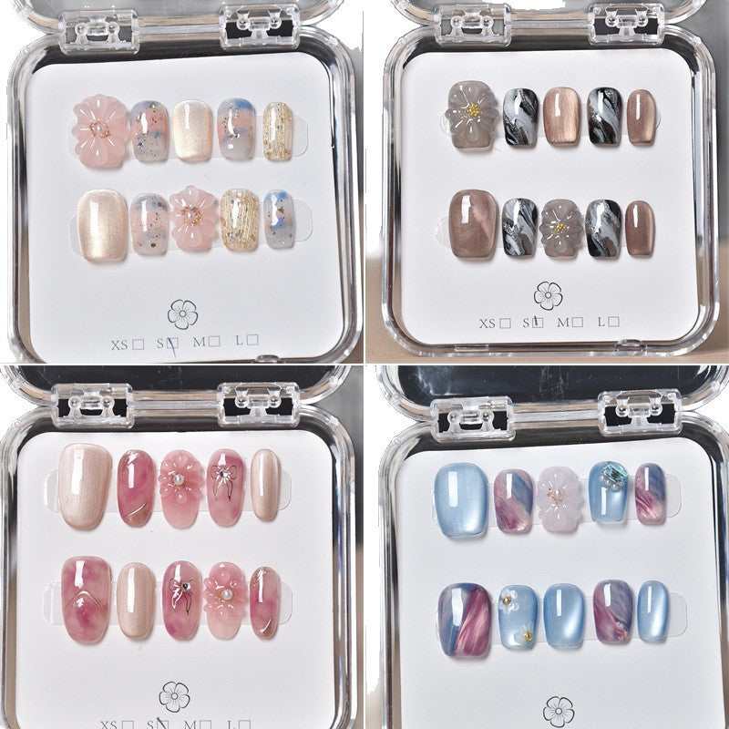 Dekorativer Floral Press-On Nagelset Karnz