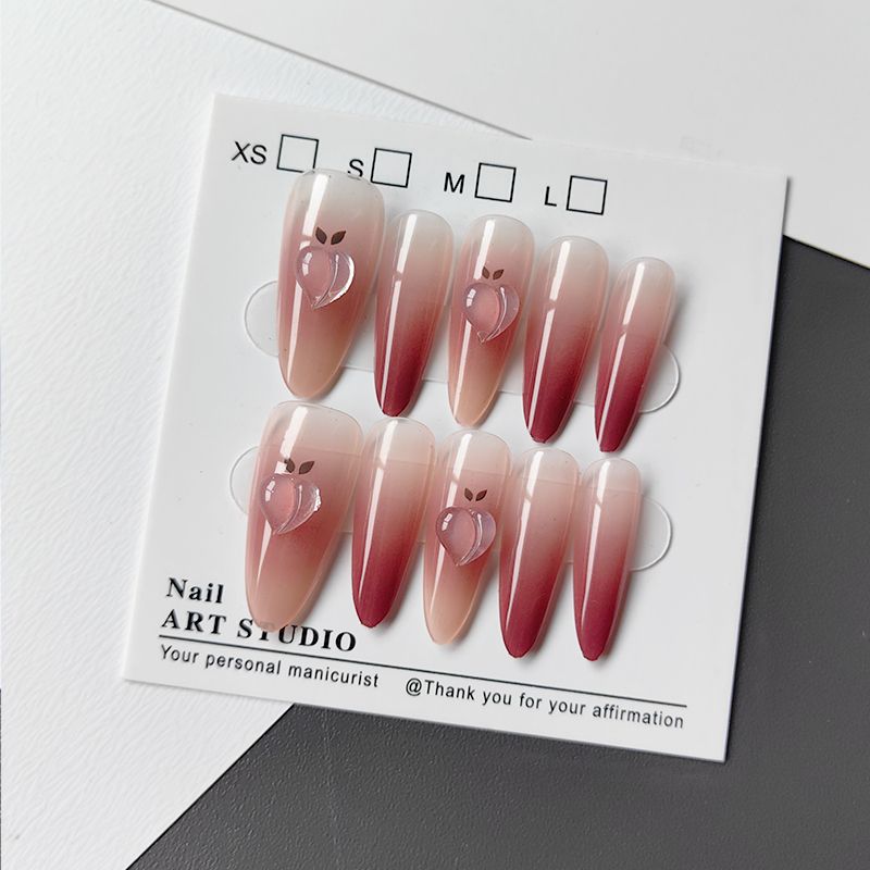 Kunstfingernägel Im Eleganten Ombre-Design mit Fruchtakzenten Karnz