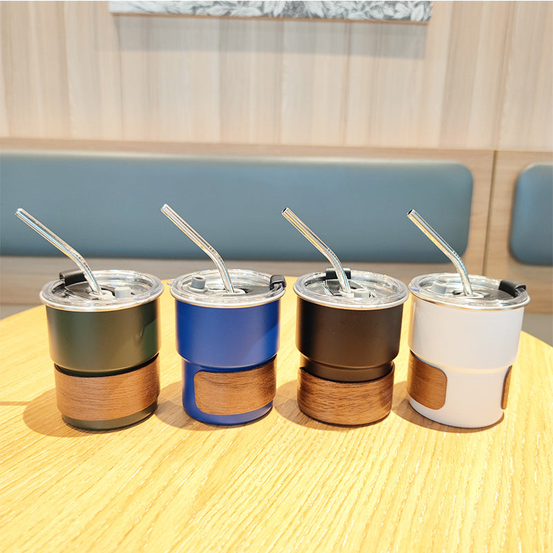 Damen stilvolle Edelstahl-Trinkbecher mit Holz-Applikation Karnz