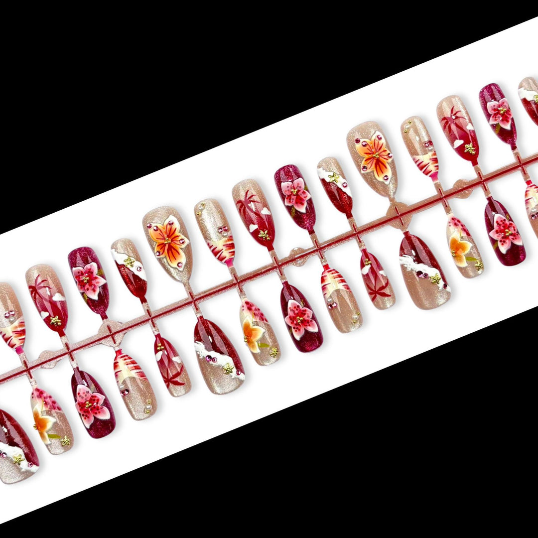Künstlerisches Floral-Design Press-On Nail Kit