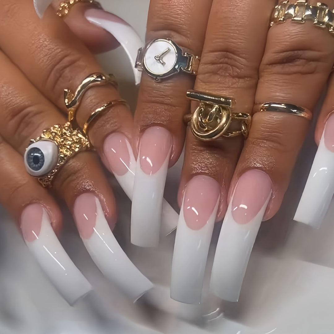 Premium French Tip Press-On Nails Karnz