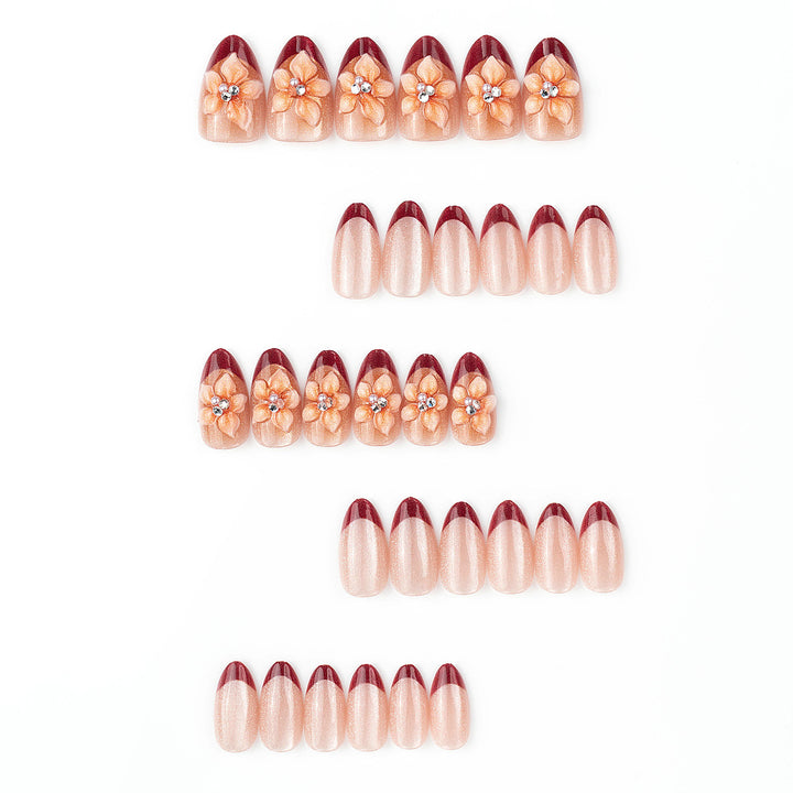 Dekoratives Press-On-Nagelset mit floralen Akzenten Karnz 1787225159