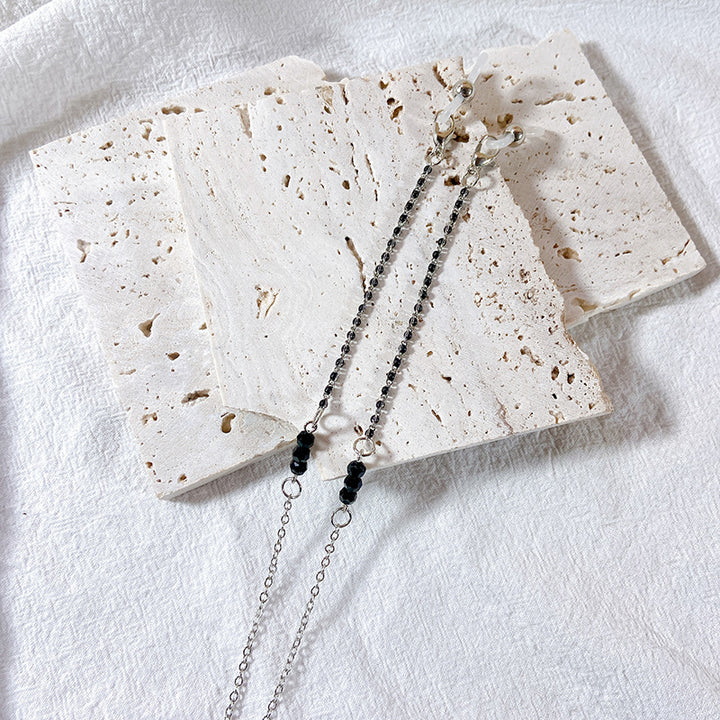Elegante Brillenhalterkette mit Schwarzen Perlen Karnz