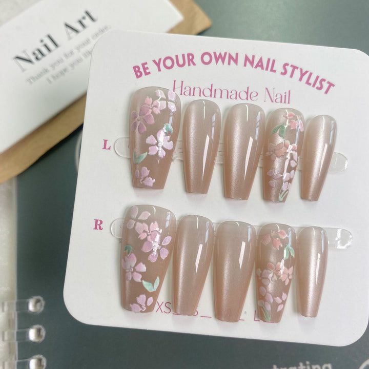 Elegantes Floral Acryl Druck-Nagel-Set