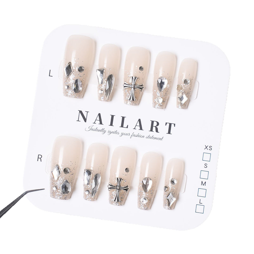 Dekoratives Edelstein Press-On Nagelset Karnz