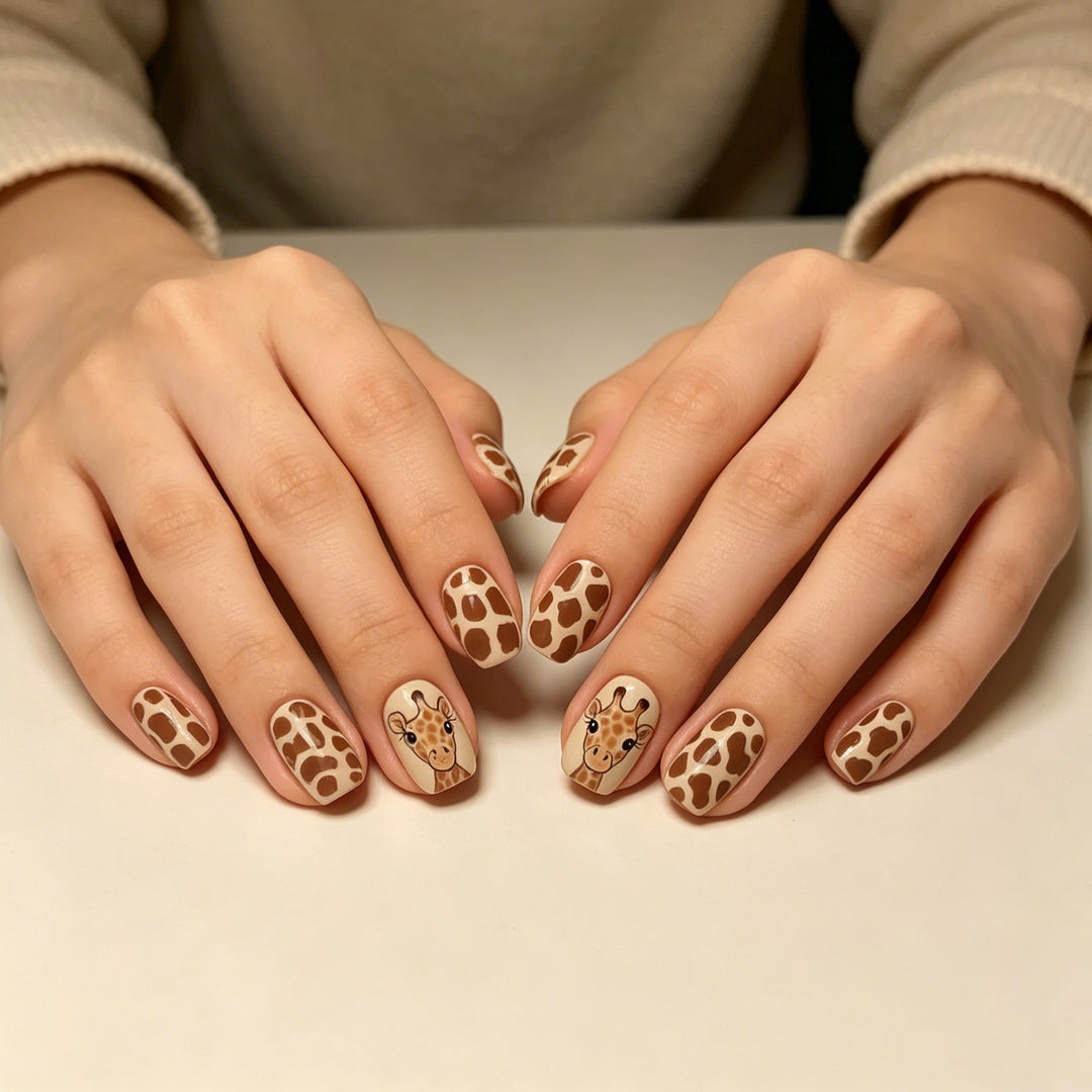 Künstlerische Giraffen-Themen Nagelkunst Extensions Karnz