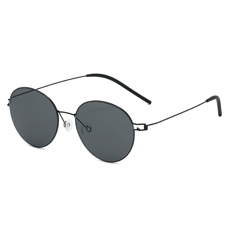 Damen runde Sonnenbrille mit leichtem Metallrahmen und gradienten Gläsern Karnz