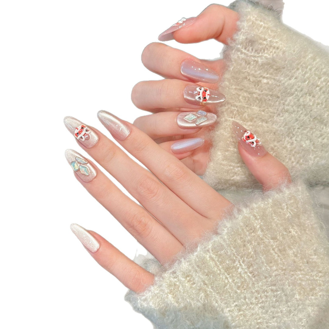 Dekoratives Press-On Nagelkunstset mit eleganten Blumenmustern