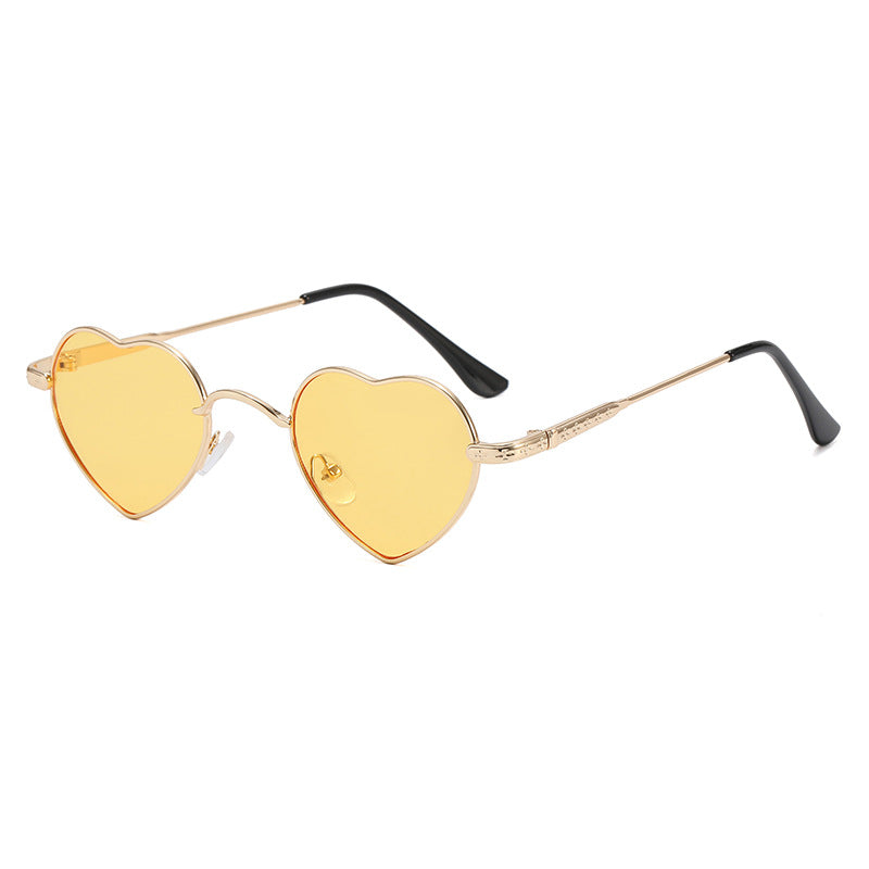 Damen Herzförmige Sonnenbrille mit filigranem Metallrahmen Karnz