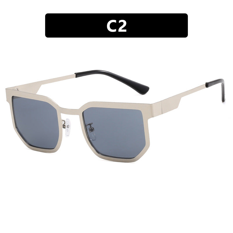 Damenmoderne Sonnenbrille im trendigen rechteckigen Design mit schmalem Metallrahmen Karnz