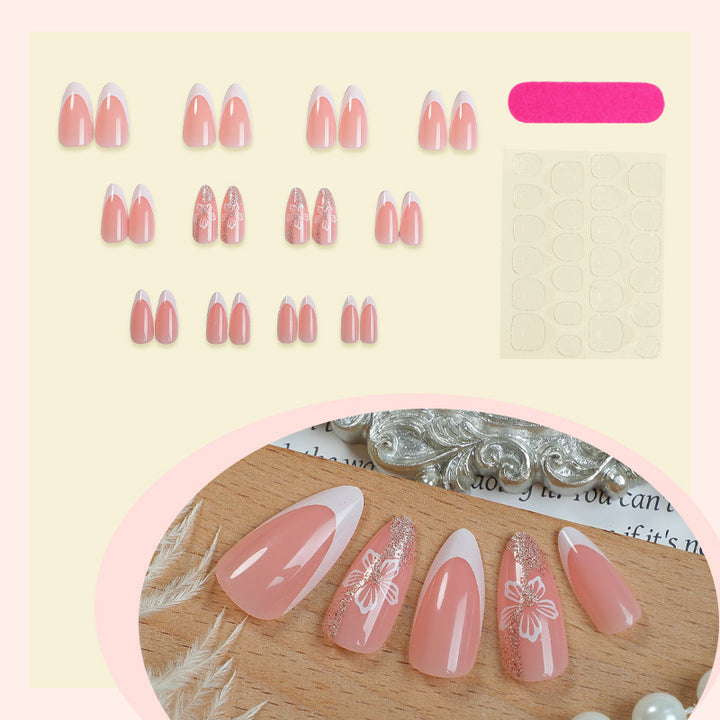 Elegantes floral gestaltetes Press-On Nagelset Karnz