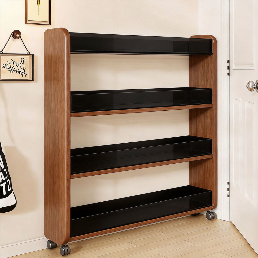 Schlanker vierstufiger Metallgitter schmaler Bücherregal-Organizer