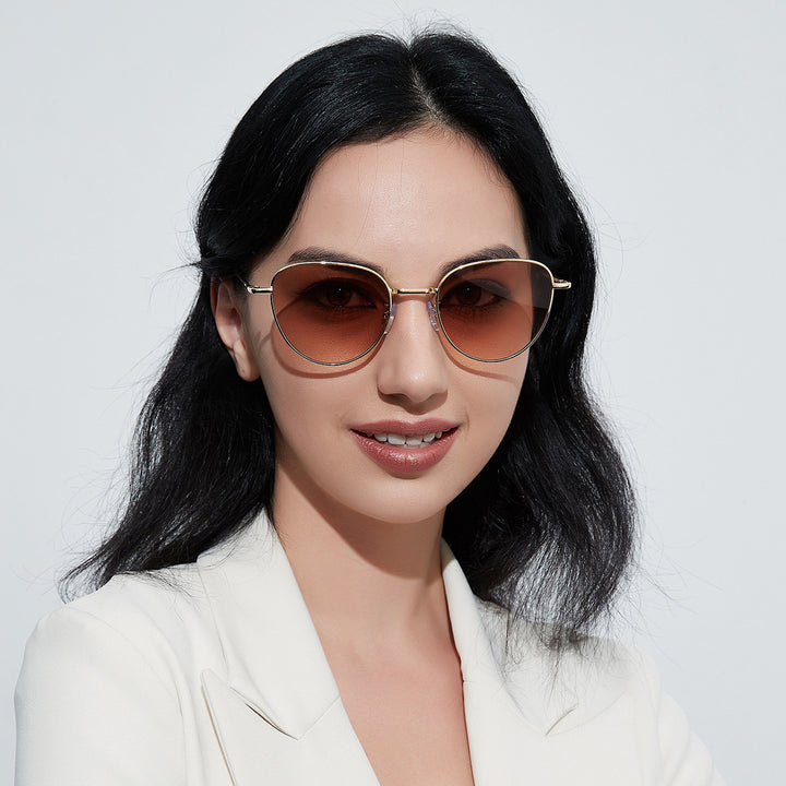 Damen modische Sonnenbrille mit filigranem Metallrahmen Karnz