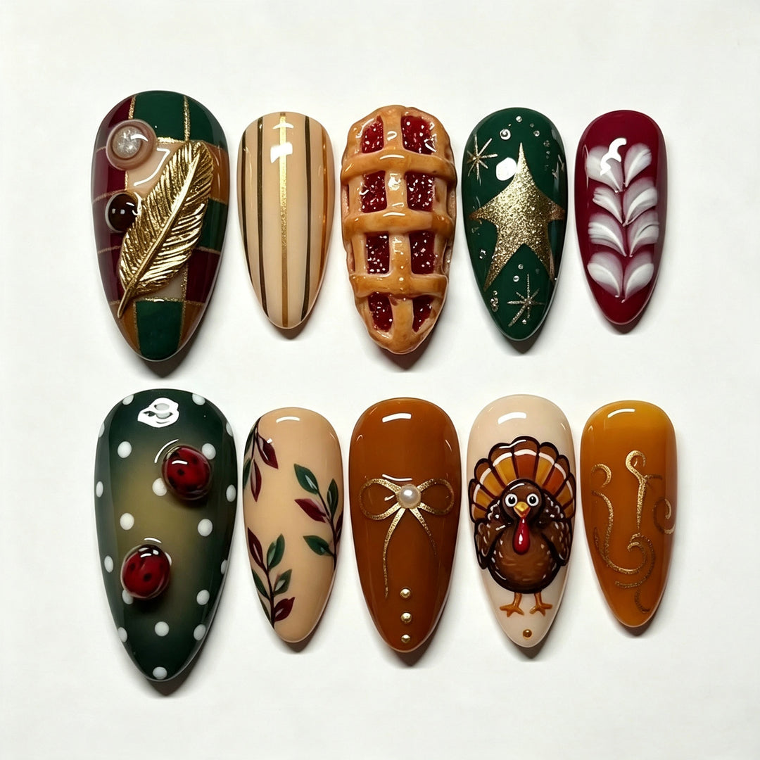 Künstlerisches saisonales Press-On-Nagelkunst-Set Karnz